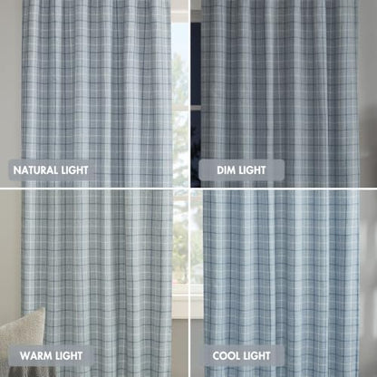 Madison Park Plaid Curtain Thermal Insulated, 1 Panel, 50x84 Denim Blue - color: Rod Pocket & Back Tab, Denim Blue, size: 50"W x 84"L (Pack of 1)