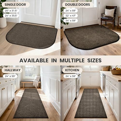 PURRUGS Dirt Trapping Door Mat, 24" x 35.5"(Half Round), Heathered Brown - color: Heathered Brown, size: 24" X 35.5" (Half Round)