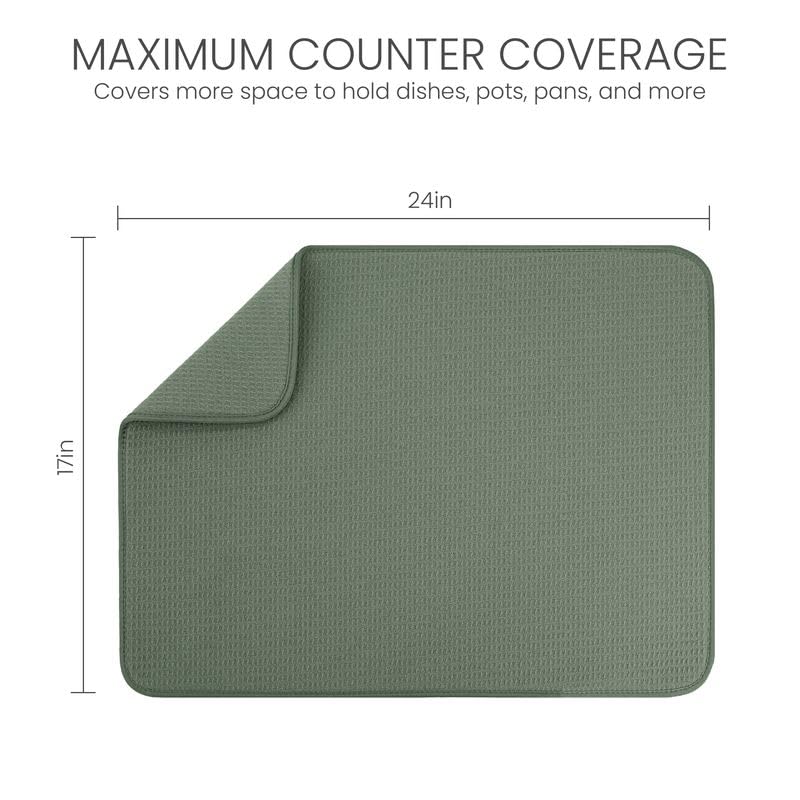 Bellemain Dish Drying Mat, Drying Matt Kitchen Counter, 17" x24"- Green - color: Green, size: 17" x 24"