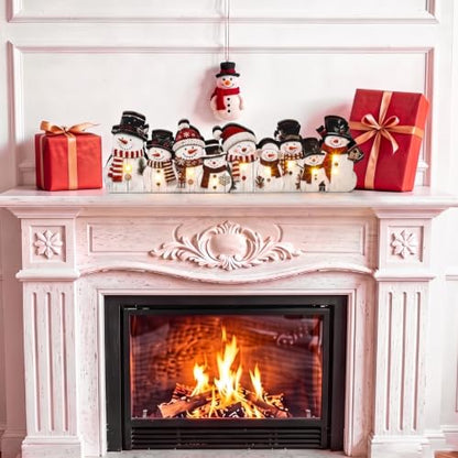 Yousoontic Christmas Table Decorations, Light up Snowman Table Centerpieces Cute Wooden Sign Decorations with LED Lights, 3D Block Xmas Decor for Christmas Tabletop Mantel Desk Home Office Party - style: Snowman