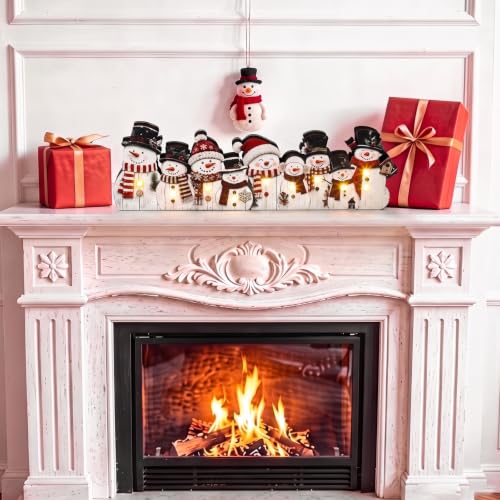 Yousoontic Christmas Table Decorations, Light up Snowman Table Centerpieces Cute Wooden Sign Decorations with LED Lights, 3D Block Xmas Decor for Christmas Tabletop Mantel Desk Home Office Party - style: Snowman