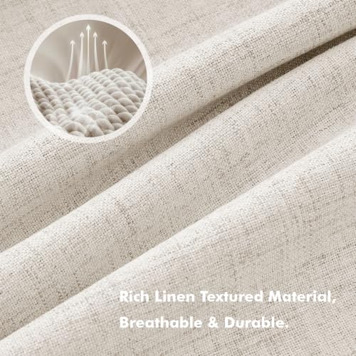 MIULEE 100% Blackout Linen Curtains for Bedroom 42 x 63 Inch Birch 2 Panels - color: Birch, size: 42"W x 63"L (Pack of 2)