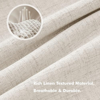 MIULEE 100% Blackout Linen Curtains for Bedroom 42 x 63 Inch Birch 2 Panels - color: Birch, size: 42"W x 63"L (Pack of 2)