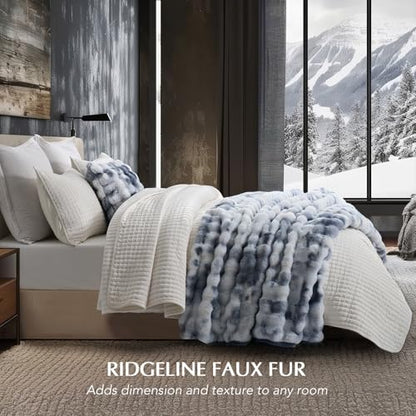 EverGrace Faux Rabbit Fur Bubble Throw Blanket, 60"x80", Cloud Blue - color: Marble Cloud Blue, size: 60"x80"