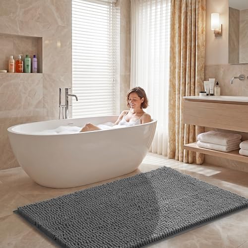 Amyracel Bathroom Rugs Mat 36x48, Thick Soft Quick Dry Absorbent - color: Grey, size: 36" x 48"