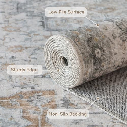 GENIMO 2'6"x7' Washable Runner Rug Non Slip for Hallway, Light Taupe Brown - color: Light Taupe Brown, size: 2'6" x 7' (Runner)