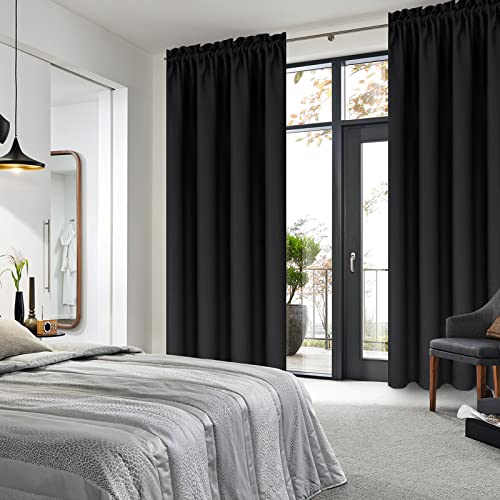 DWCN Blackout Curtains – Thermal Insulated, Energy Saving & Noise Reducing Bedroom and Living Room Curtains, Black, W 42x L 63 Inch, Set of 2 Rod Pocket Curtain Panels (Pack of 2) - color: Black, size: 42"W x 63"L (Pack of 4)