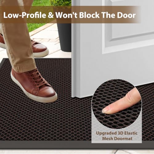 Front Door Mat Outside Entrance Entry Welcome Mat 17"x30" Brown - color: Brown, size: 17"x30"
