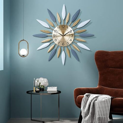Lafocuse 23 Inch Metal Mid Century Modern Wall Clock for Living Room Decor