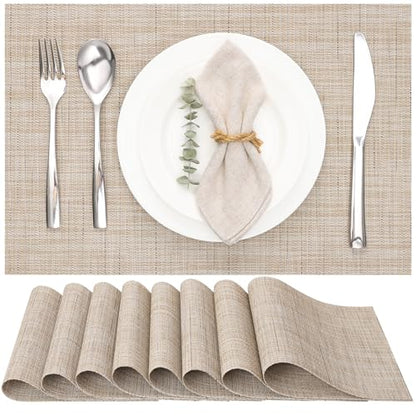 Myir JUN Placemats Set of 8 Kitchen and Dining Table Placemats - color: Beige, size: Set of 8