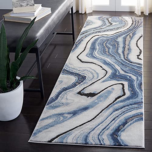 SAFAVIEH Craft Collection Runner Rug - 2'3" x 6', Blue & Grey, Modern Abstract Design, Non-Shedding & Easy Care, Ideal for High Traffic Areas in Living Room, Bedroom (CFT819M) - color: Blue/Grey, size: 2'3" x 6' (Runner)