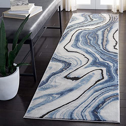 SAFAVIEH Craft Collection Runner Rug - 2'3" x 6', Blue & Grey, Modern Abstract Design, Non-Shedding & Easy Care, Ideal for High Traffic Areas in Living Room, Bedroom (CFT819M) - color: Blue/Grey, size: 2'3" x 6' (Runner)