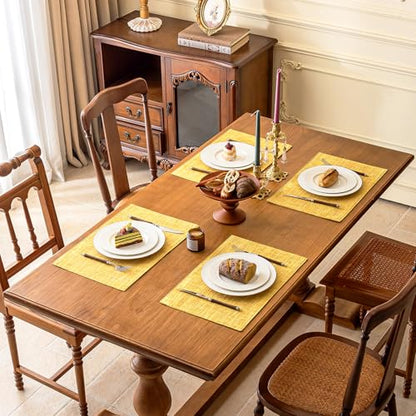 KXN Placemats Set of 4, Durable Dual-Layer Fabric Table Mats, Yellow - color: Yellow