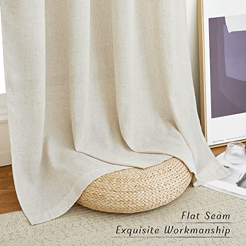 NICETWON Natural Linen 96 Inch Curtains for Bedroom, W55xL96, 2 Panels - color: Natural, size: 55"W x 96"L (Pack of 2)