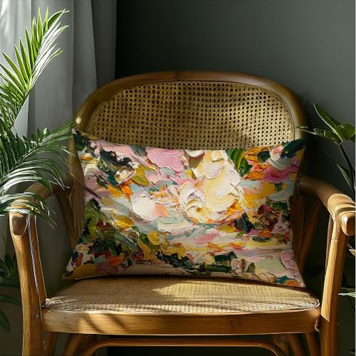 Abstract Colorful Floral Lumbar Throw Pillow Cover 12x20 Double-Sided - color: Abstract -15