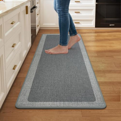 Kitchen Rugs Non Slip Rubber Backing Kitchen Mat 17"x47" Grey - color: Grey, size: 17"x47"