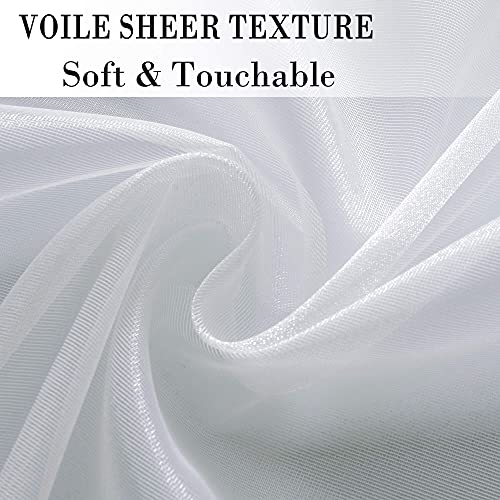 VOGOL Embroidered Semi Sheer Curtains 106 inches Long Grommet Window Treatment Voile Panel Drape for Living Room Bedroom and Dining Room, Two Panels, W60 x L106 inch - color: C2, size: 60"W x 106"L (Pack of 2)