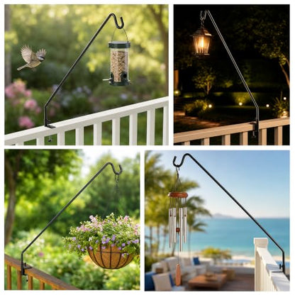 MIXXIDEA 2 Pack Heavy Duty Extensible Adjustable Deck Hooks for Hanging Bird Feeders, Plants, Suet Baskets, Wind Chimes, Lanterns - size: 43in Long Deck Hook-2 Packs