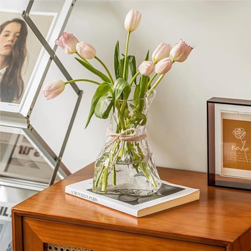 6 Inch Small Glass Vase, Irregular Clear Flower Vases for Centerpieces - color: Clear, size: Small