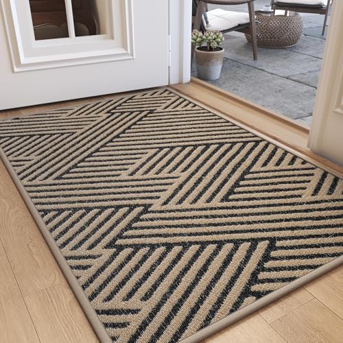 Front Door Mat Indoor Outside Entrance Non-Slip Mats Brown 17"x30" - color: Brown, size: 17"x30"