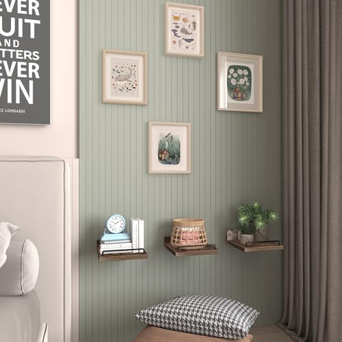 RYOFOBETTO Small Floating Shelf, 6X6 Inches Farmhouse Wall Shelves for Living Room, Bedroom, Picture Frames, Plants, Kitchen, Set of 3 (Brown) - color: Dark Brown, size: 6"