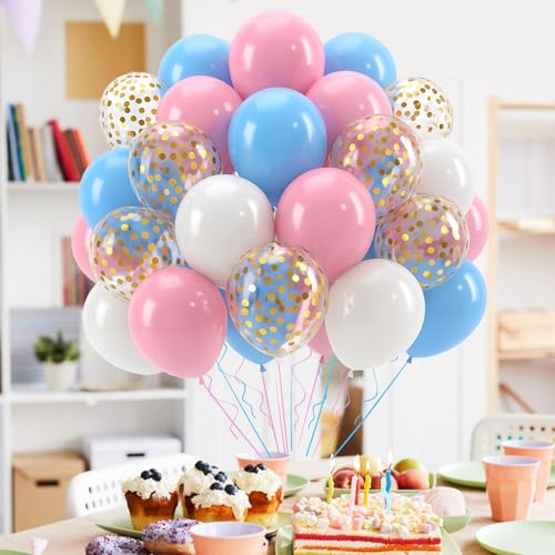 Patimate Gender Reveal Pink and Blue Balloons Set 50 pcs 12 inch - color: Blue Pink