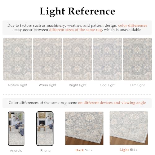 2'6x8 Blue Cream Neutral Runner Rug - color: Blue, size: 2'6" x 8' (Runner)
