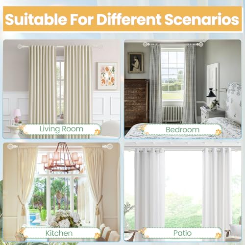 White Curtain Rod 48 to 84 Inch, Heavy Duty Drapery Pole Iron Cage - color: Weather White, size: 18-96"