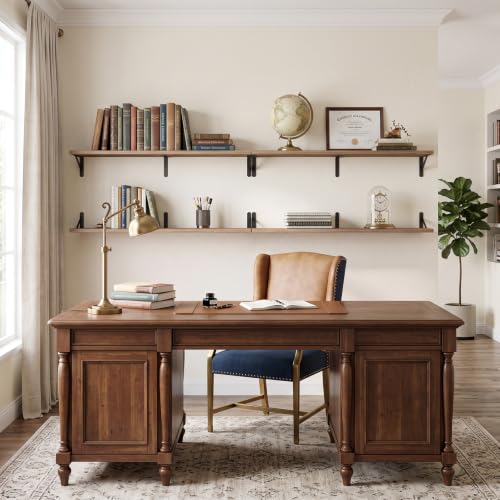 YGEOMER 47.2 in Floating Shelves for Wall, Light Carbonized Brown Set of 4 - color: Light Carbonized Brown, size: 47.2 inches