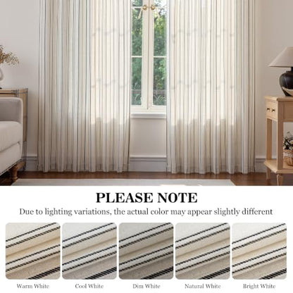 MYSKY HOME Black Striped Linen Curtains for Bedroom 63 Inches Long 2 Pieces - color: Black, size: 50"W x 63"L (Pack of 2)