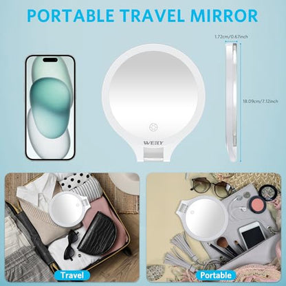 WEILY Magnifying Makeup Mirror 10X/1X, Travel Mirror with Light - color: 451-white
