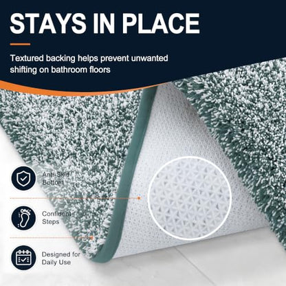 OLANLY Microfiber Soft Bathroom Rugs Mats 24x16, Blackish Green and White - color: Blackish Green and White, size: 24" X 16"