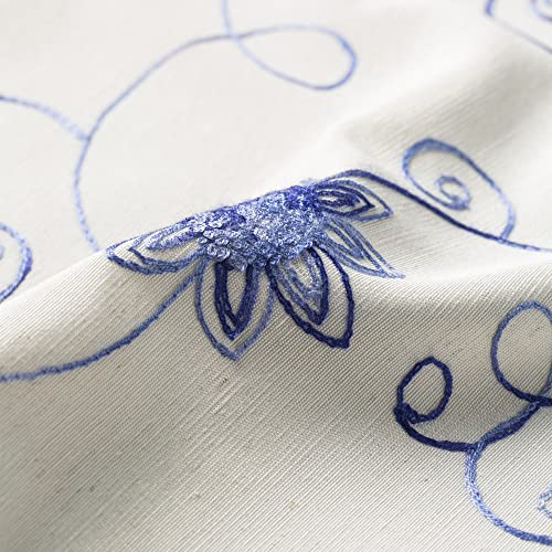 VOGOL Blue Floral Vine Embroidered Window Valance, 52 x 14, 1 Panel - color: Hy-blue, size: 52"W x 14"L (Pack of 1)