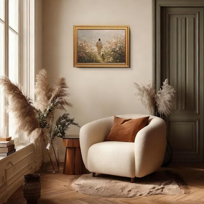 Gold Framed Jesus Wall Art Jesus Leaves The 99 Sheep Pictures 12x16 Inch - color: Jesus, size: 16"L x 12"W