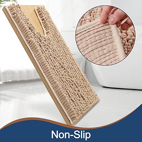 FLOLEOPA Bath Mat, Toilet Rugs U-Shaped, 24 X 20 Inches, Extra Soft Plush Bath Bathroom Rug, Super Absorbent, Non-Slip, Dry Quickly, Machine-Washable, Beige - color: Beige, size: 20x24 inches