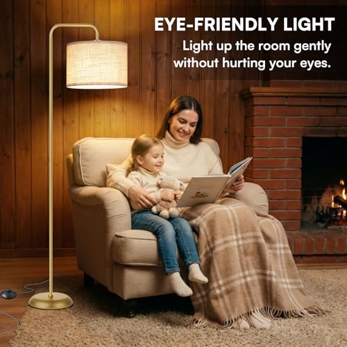 TJOY Floor Lamp, Golden Standing Floor Lamp for Living Room with 3 CCT Bulb - color: Gold