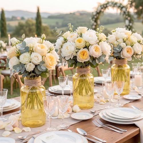 12 Pack Mason Jar Vases for Centerpieces, Gold Glass Flower Vase - color: Gold