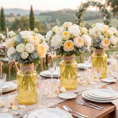 12 Pack Mason Jar Vases for Centerpieces, Gold Glass Flower Vase - color: Gold