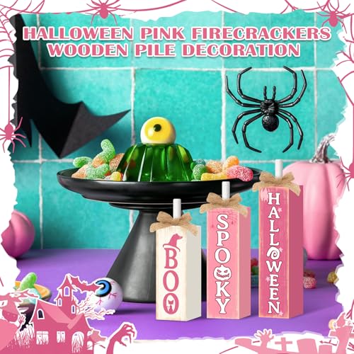 Britimes Pink Ghost Tray Decor, 3 Pack, Wooden Table Signs - style: Pink Halloween