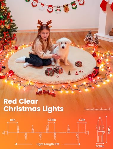 Red and Warm White Christmas Lights,13FT 50 Count Mini Lights - color: Red Clear (Green Wire), size: 50 count