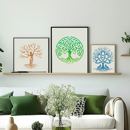 Yazhiji 15Pcs 6 x 6 Inch Tree of Life Stencil, Reusable Stencils for Painting on Wood Decoration Painting Templates for Wall Floor DIY Decorations Christmas Gifts for Kids - style: Tree of Life