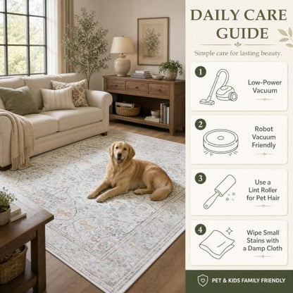 JOLLYVOGUE 9x12 Area Rugs for Living Room, Washable Rug, Beige - color: Beige, size: 9' x 12' (Rectangular)