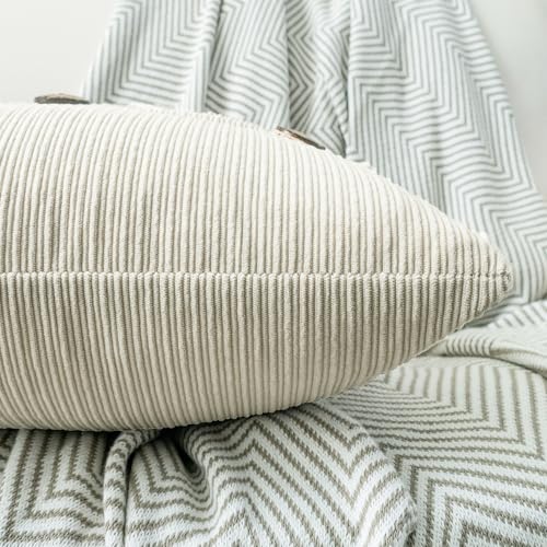 HWY 50 Cream White Chenille Throw Pillow Covers 20x20 Inch Buttons - color: Cream White, size: 20" x 20" (Pack of 2)