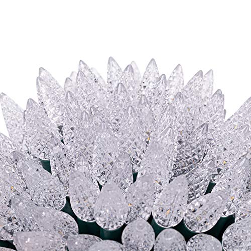 AWQ 200LED 66FT C6 Christmas String Lights Plug in Fairy Twinkle Multicolor - color: White