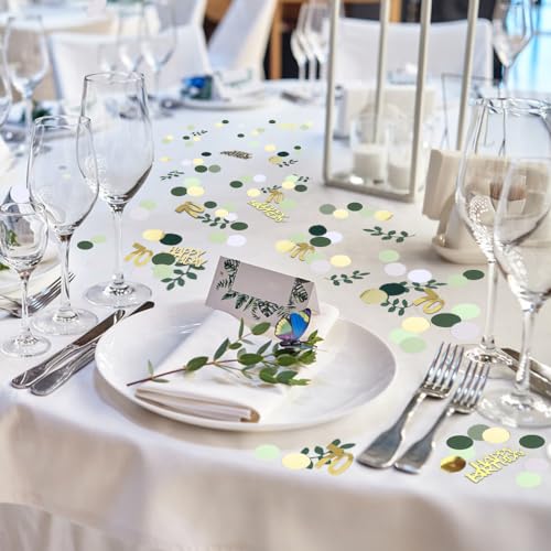 Sage Green 70th Happy Birthday Confetti, 70th Birthday Table Decorations Scatter Green Gold Foil Cake Confetti Decorations for 70 Bday Women Men Party Decor 230 Pcs - style: 70