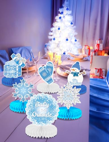 Winter Centerpieces for Table, 9Pcs Snowflake Table Decorations - style: Winter