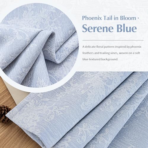 FMFUNCTEX Blue Floral Jacquard Blackout Curtains, 52X72 Inches, 2 Panels - color: Blue, size: 52"W x 72"L (Pack of 2)