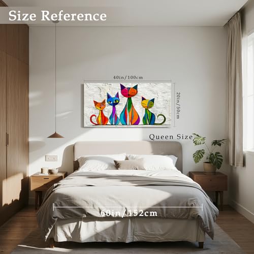 imjiayu Abstract Cat Wall Art Colorful Kitty Large Canvas Prints 20"x40" - color: Geometric Kitten, size: 40"L x 20"W