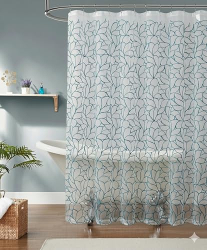 Warm Home Designs 72x72 Shower Curtain with Blue Embroidery. OLS Blue 72 - color: Blue