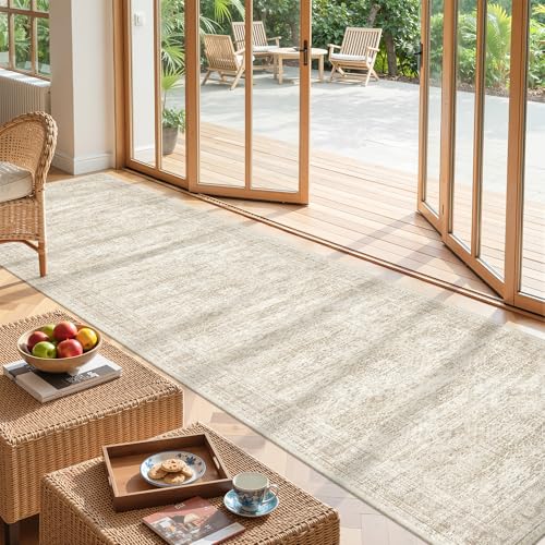 2'6 x 10' Runner Rug Non Slip,Washable Kitchen Rugs,Beige - color: Beige/Ivory, size: 2'6" x 10' (Runner)